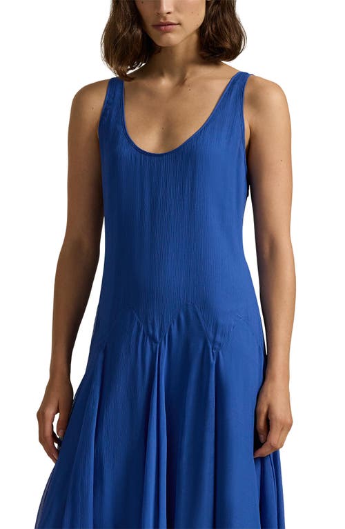 Ralph Lauren Crinkled Georgette Silk Dress In Kite Blue