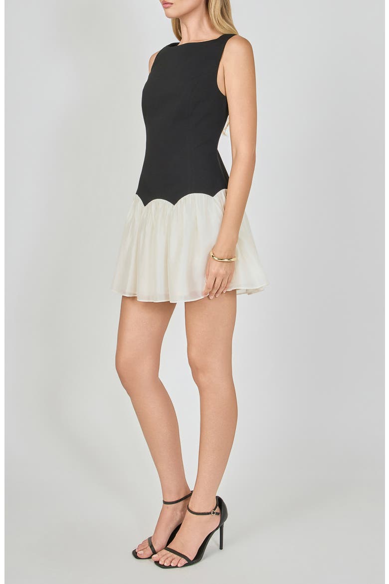 Boat Neck Minidress, Alternate, color, BLACK/CREAM