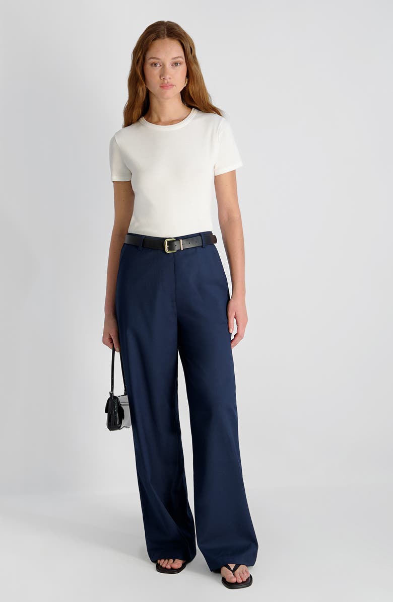 French Connection Wide Leg Twill Pants, Alternate, color, Marine