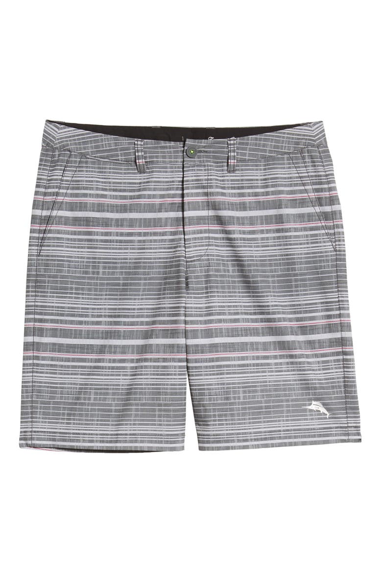 Cayman Sarzana Stripe Hybrid Board Shorts, Alternate, color, BLACK