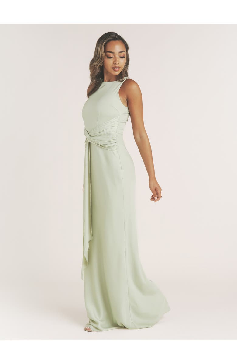 Six Stories Abigail Halter Neck Knot Detail Dress, Alternate, color, Sage