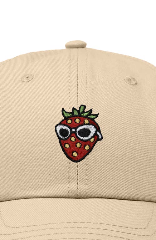 Dalix Strawberry Embroidered Casual Cap In Khaki