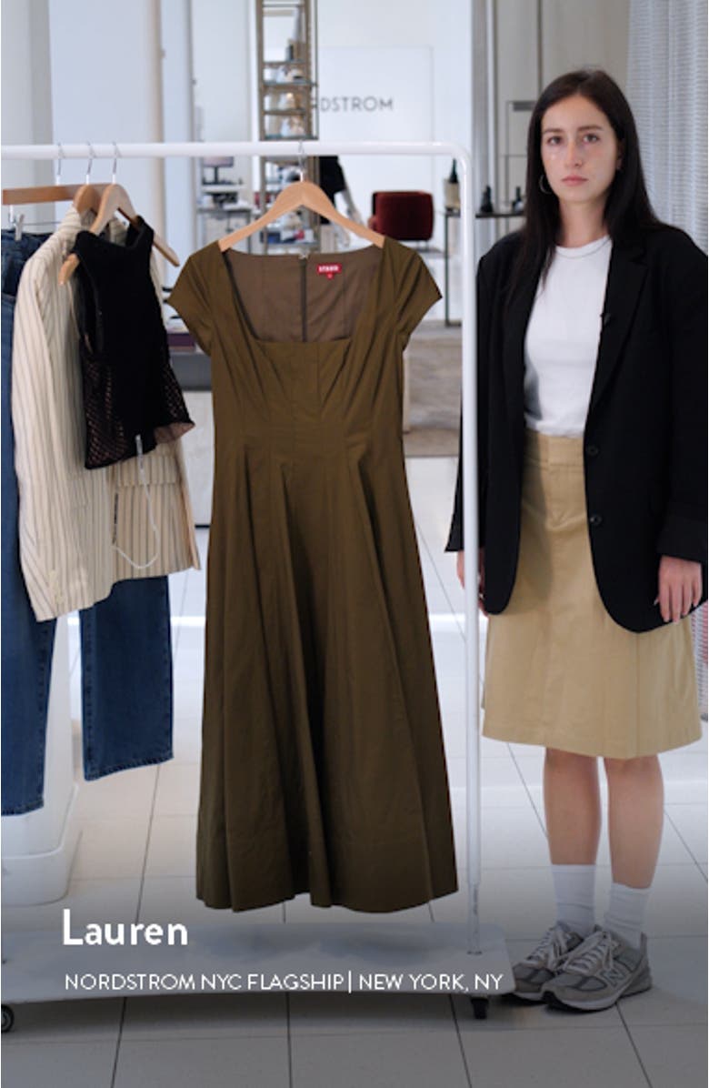 Wells Short Sleeve Stretch Cotton Midi Dress, sales video thumbnail