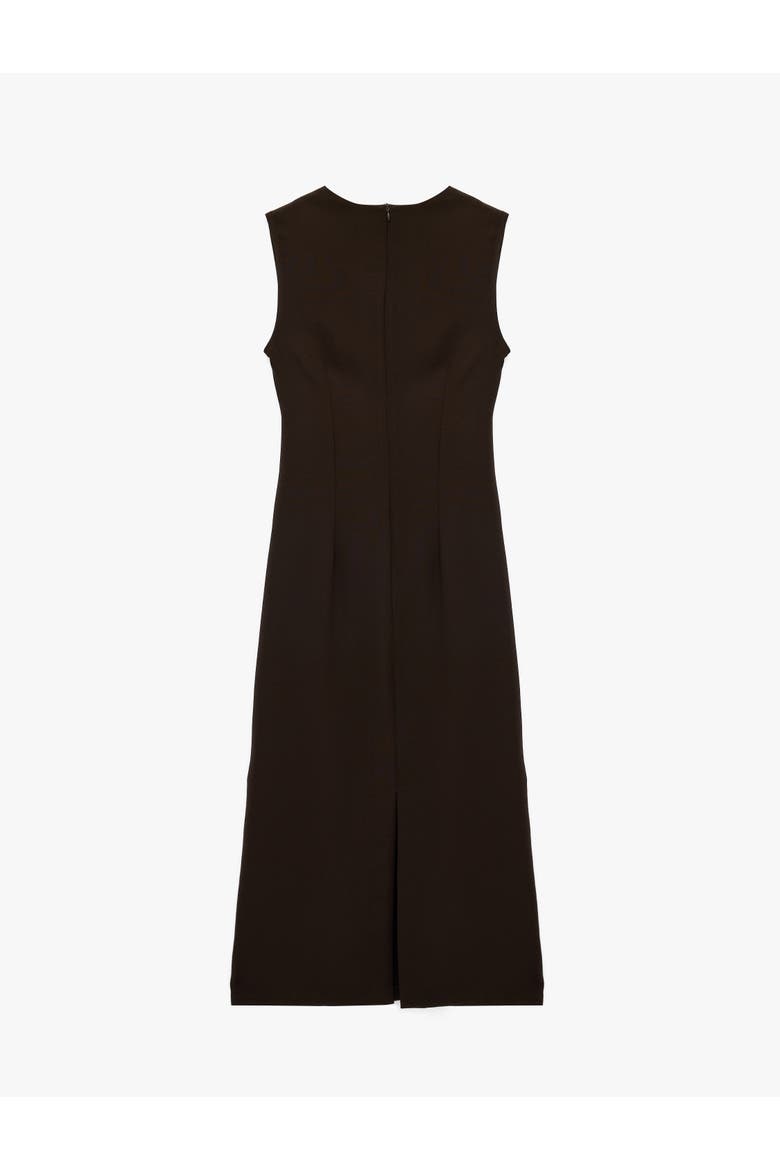 Draped Crew Neck Sleeveless Midi Dress, Alternate, color, BROWN