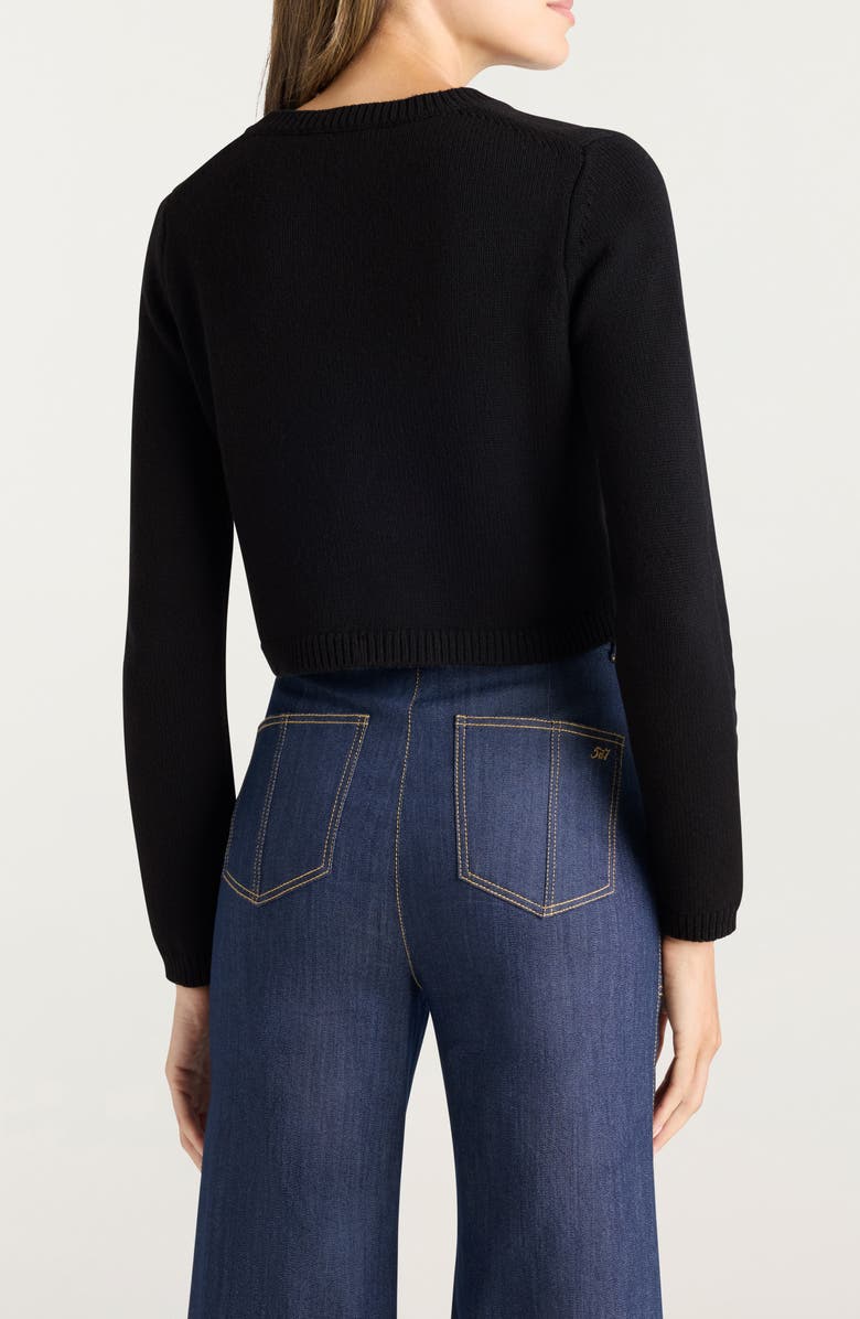 Cinq à Sept Heritage Rose Issa Wool Blend Crop Sweater, Alternate, color, Black/ Sheer Pink