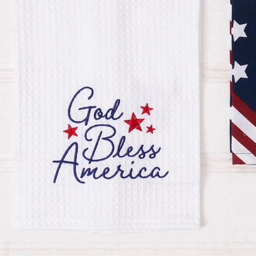 C & F Home C&f Home God Bless America Patriotic 4th Of July Kitchen And Bathroom Embroidered Waffle Hand Towel In Multi