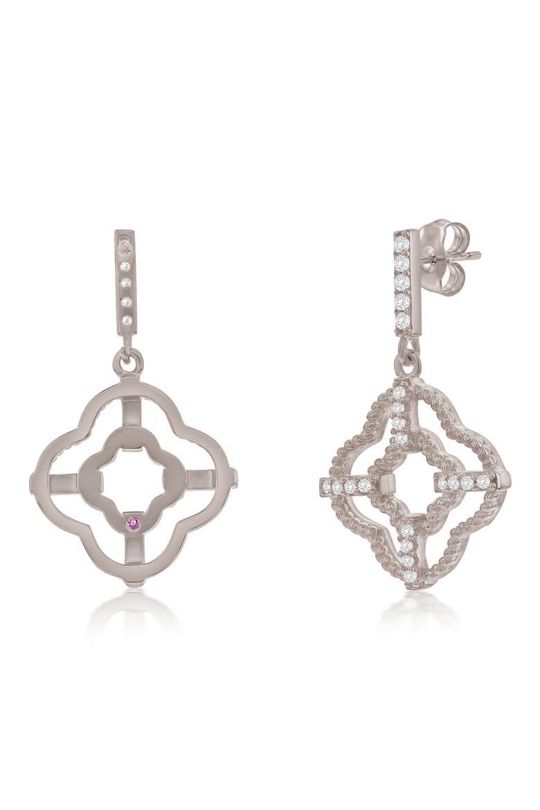 Cubic Zirconia Trellis Filigree Drop Earrings, Alternate, color, WHITE