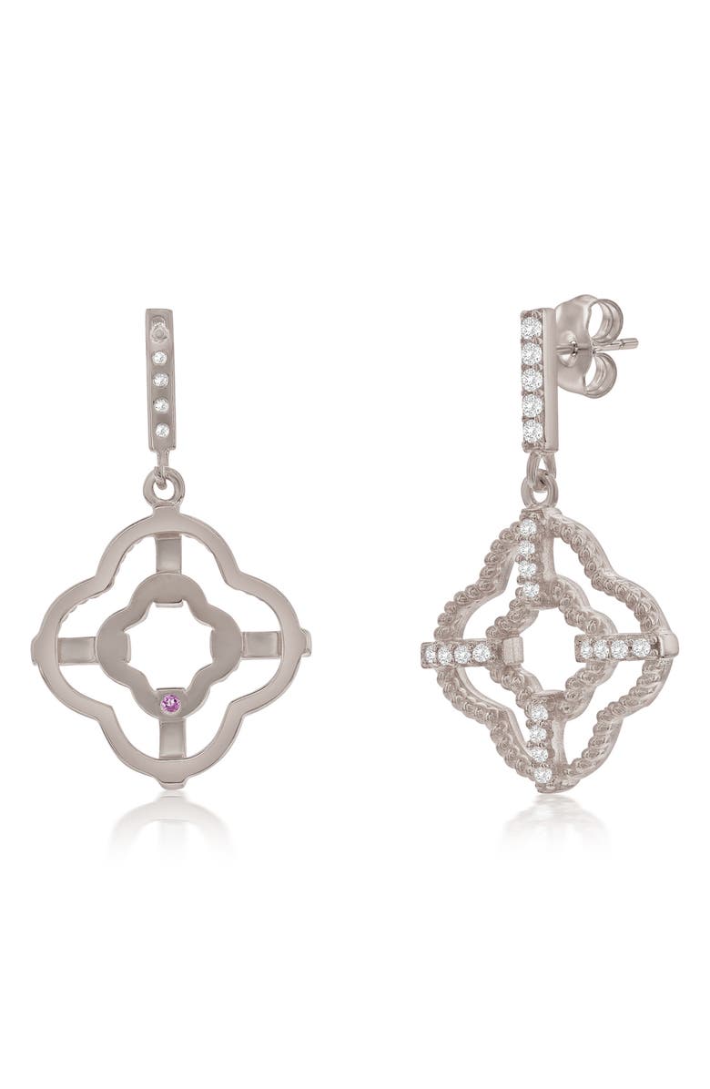 SUZY LEVIAN Cubic Zirconia Trellis Filigree Drop Earrings, Alternate, color, White