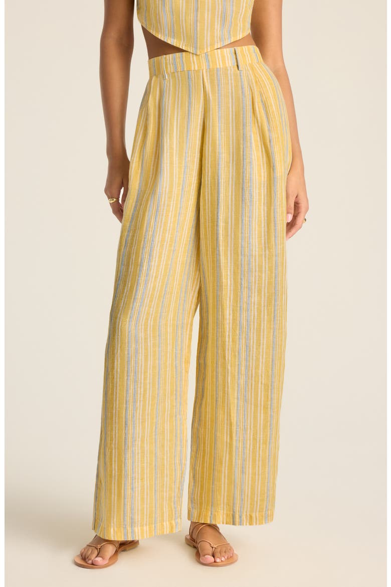 Getaway Stripe Linen Cover-Up Pants, Main, color, SUNNY SKIES