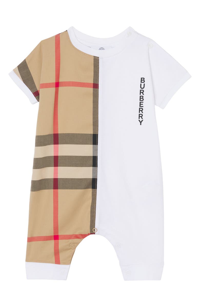 Burberry Lennox Check Panel Cotton Romper, Main, color, 