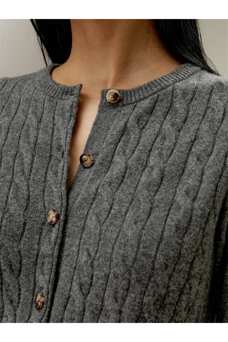 Women's Baby Cashmere Cable-Knit Cardigan, Alternate, color, Medium Gray