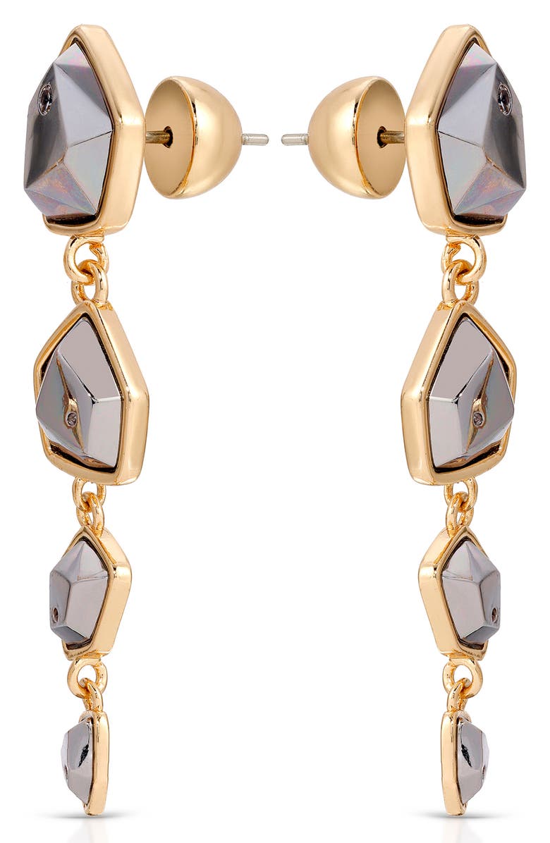 Ettika Faceted Metal Drop Earrings, Alternate, color, Rhodium