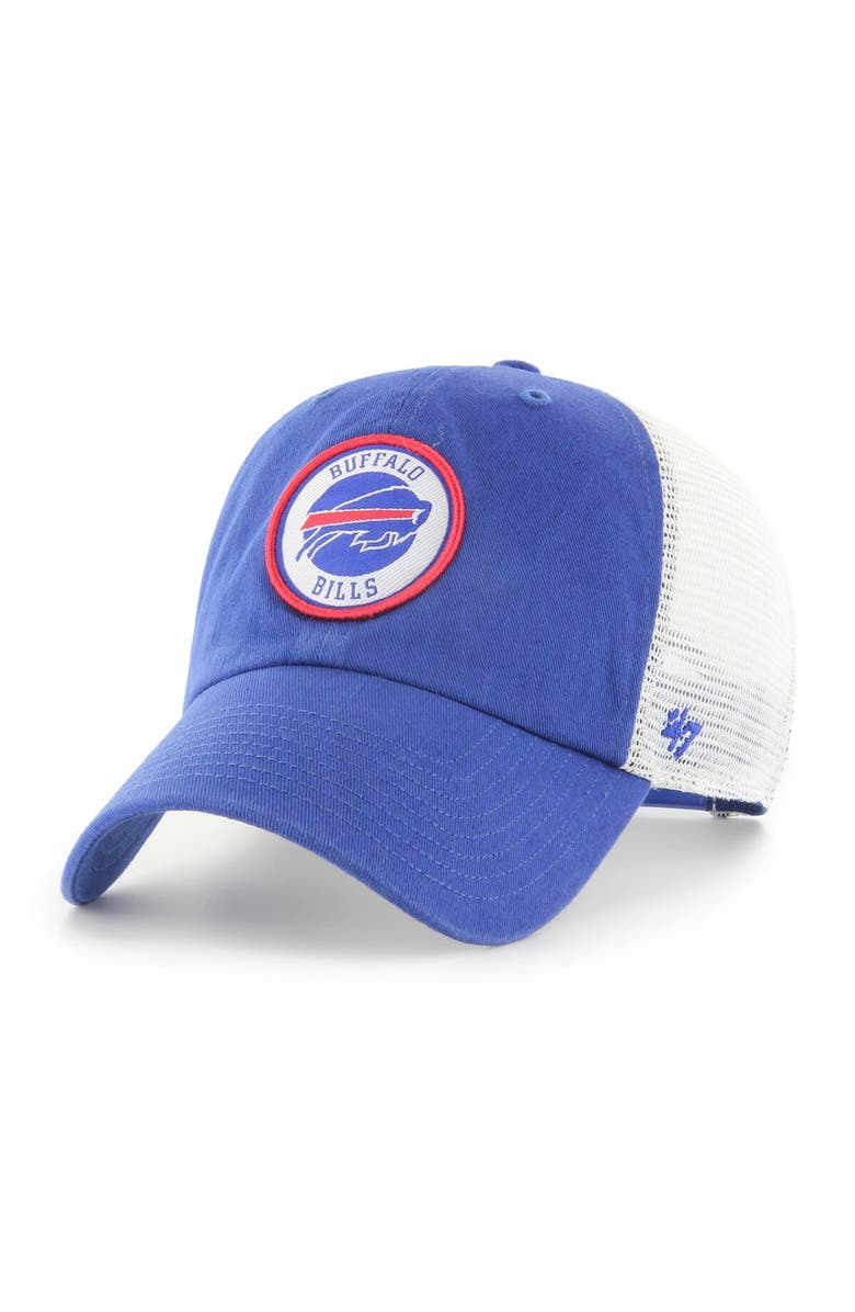 '47 Men's '47 Royal/White Buffalo Bills Highline Clean Up Trucker Snapback Hat, Alternate, color, 
