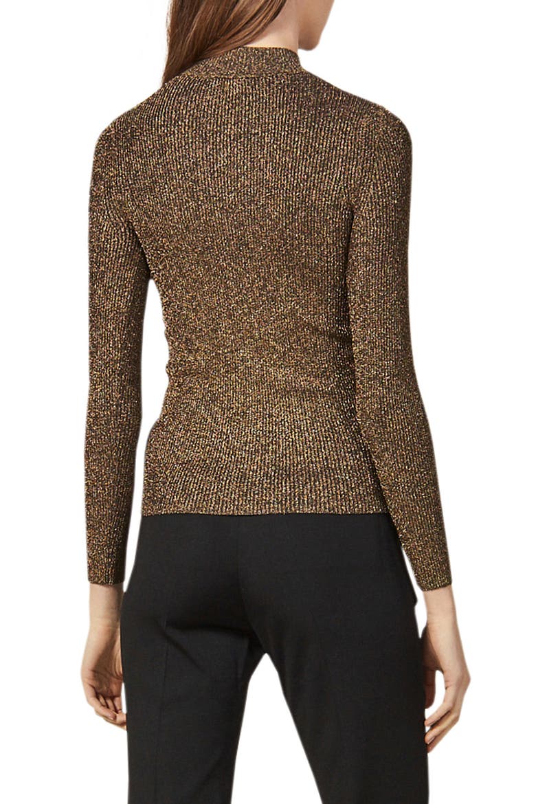 Shinny Mock Neck Sweater, Alternate, color, GOLD
