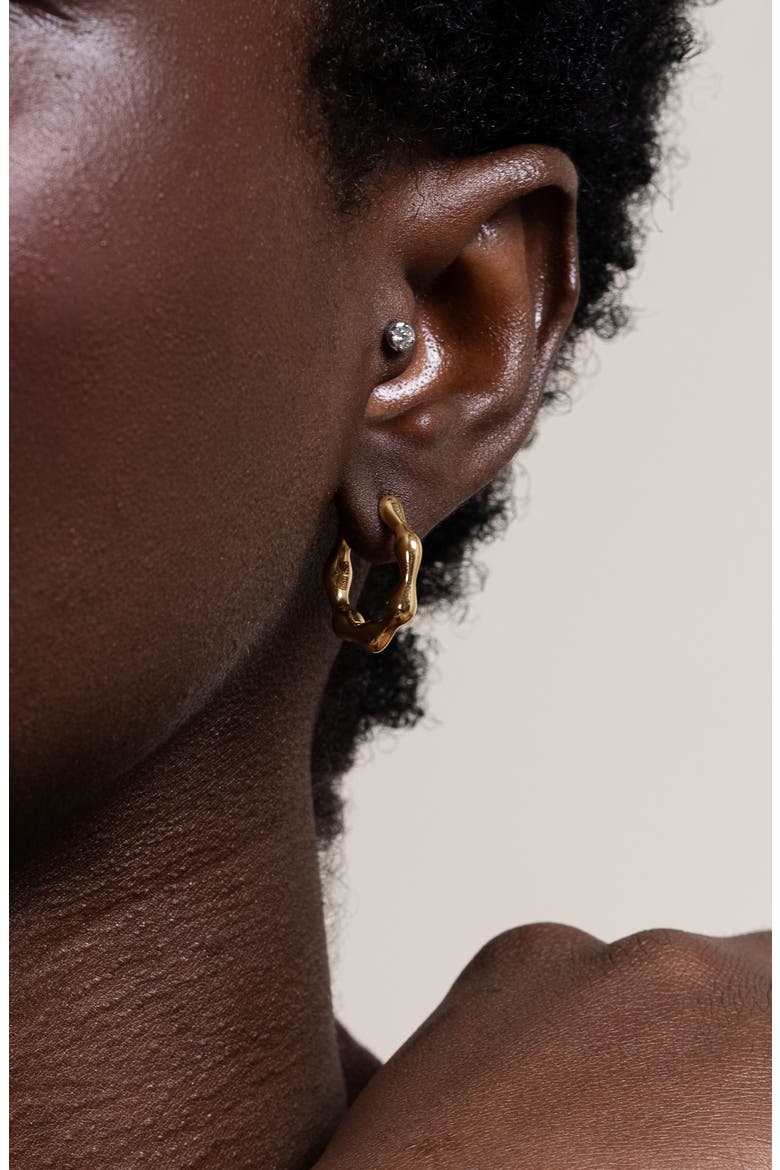 Waterfall Hinged Huggie Hoops, Alternate, color, Yellow Gold Vermeil