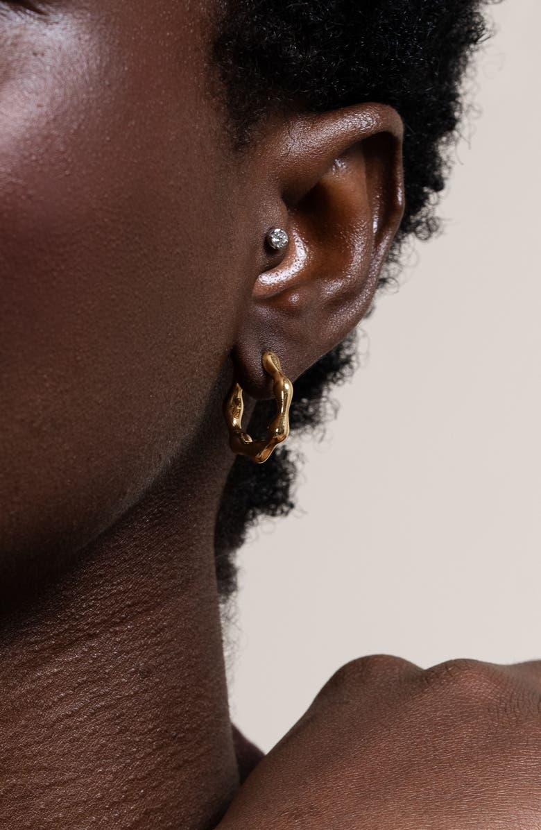 Dower & Hall Waterfall Hinged Huggie Hoops, Alternate, color, Yellow Gold Vermeil