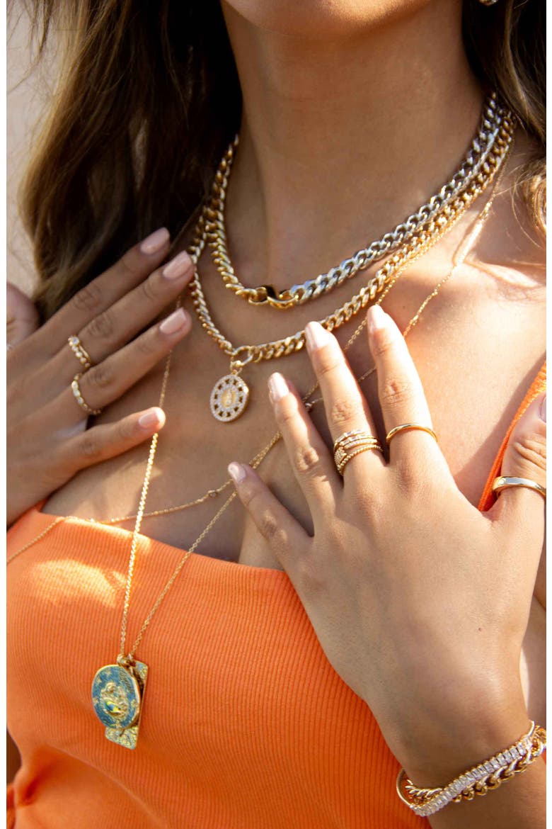 Mixed Finish Chain Necklace, Alternate, color, GOLD