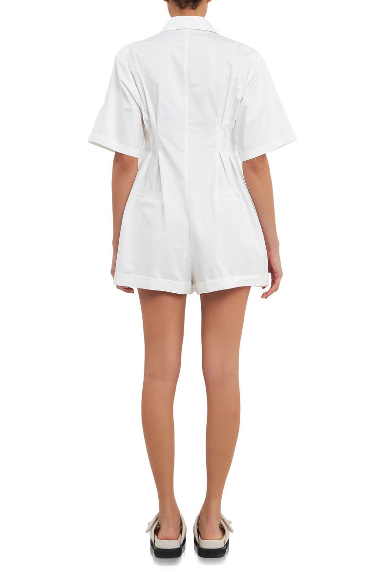 Shoulder Pad Shirt Romper, Alternate, color, WHITE