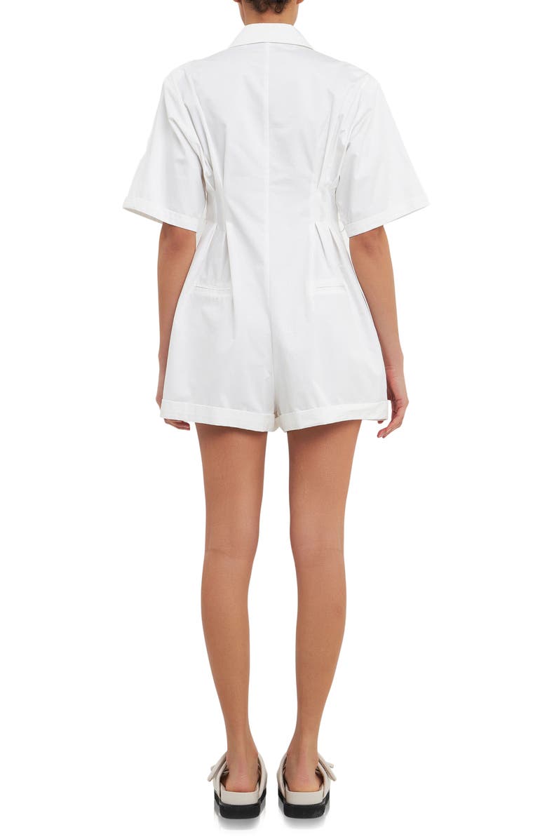 Grey Lab Shoulder Pad Shirt Romper, Alternate, color, White