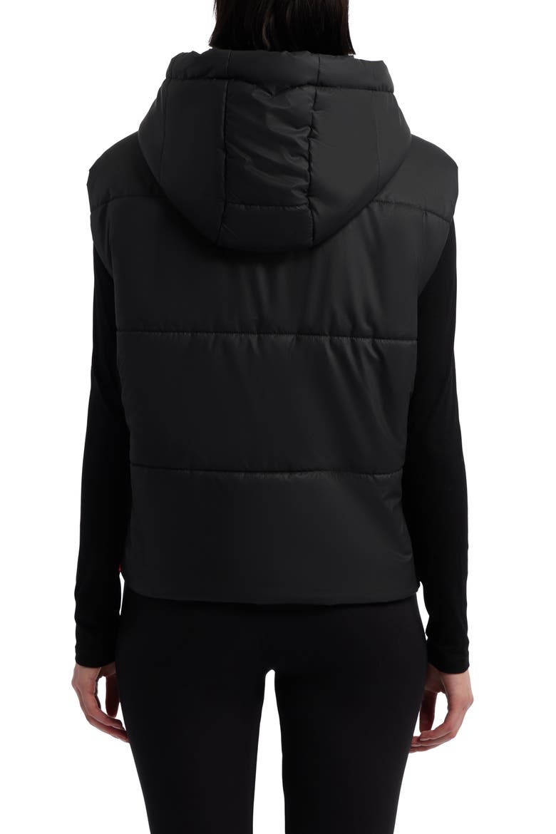 Lindsey Quilted Coated Water Repellent Vest, Alternate, color, BLACK
