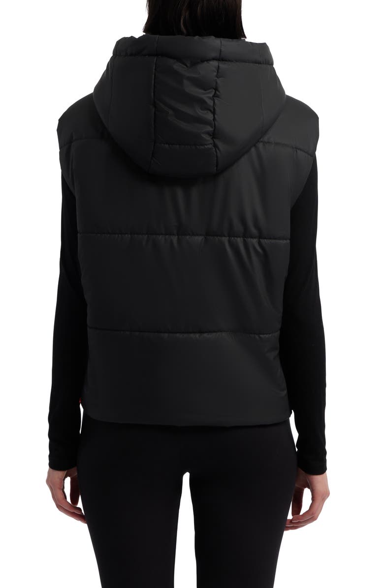 Hunter Lindsey Quilted Coated Water Repellent Vest, Alternate, color, Black