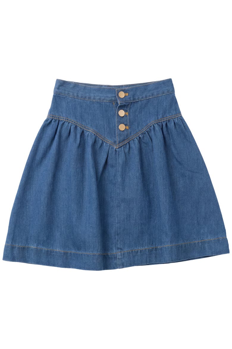 Girls Denim V-Yoke Skirt - Adjustable Waist, Above-Knee, Alternate, color, Light Denim Wash