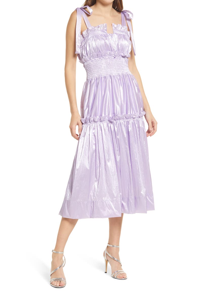 Smocked Tie Strap Dress, Main, color, LILAC