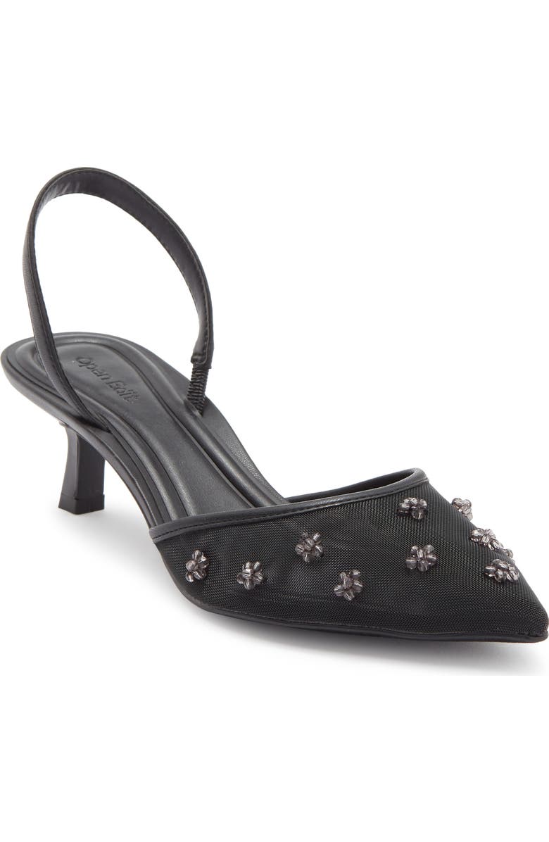 Open Edit Cammie Kitten Heel Slingback Pump, Main, color, Black Mist