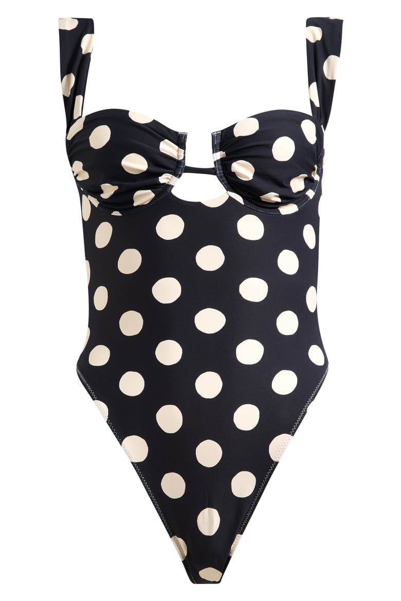 Bella Polka Dot Underwire One-Piece Swimsuit, Alternate, color, POLKA DOT
