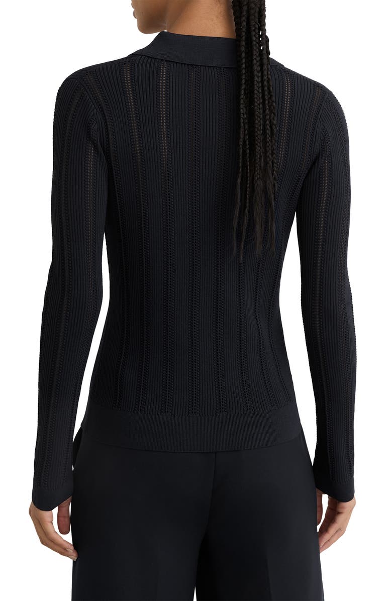 Reiss Harri Rib Knit Button-Up Shirt, Alternate, color, Navy