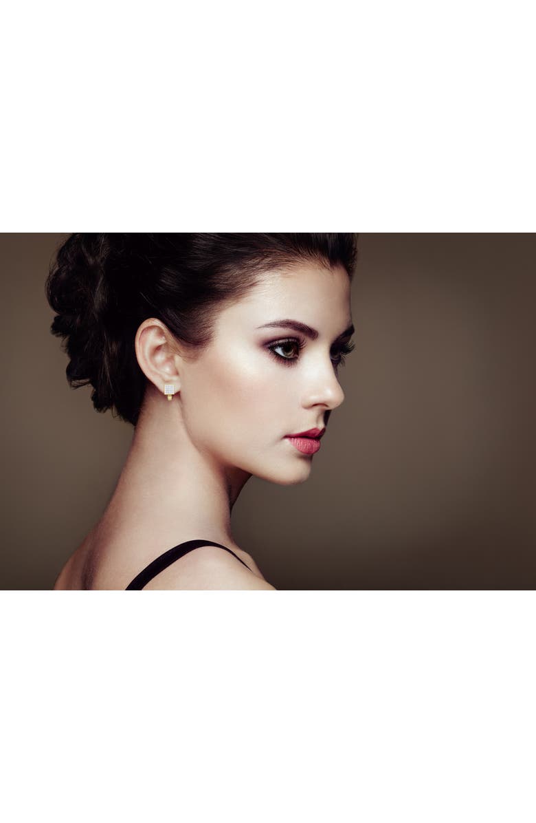 Haus of Brilliance 14K Yellow Gold 3-1/5 Cttw Diamond Grid Huggy Style Stud Earring, Alternate, color, Yellow