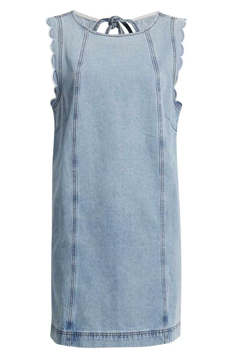 FRNCH Vito Scallop Sleeveless Shift Dress, Alternate, color, Bleu Jean