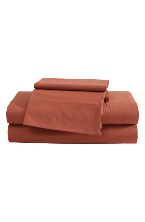 Solid 180 Thread Count Cotton Percale Sheet Set