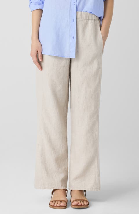 Wide Leg Organic Linen Ankle Pants