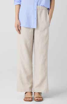 Eileen Fisher Wide Leg Organic Linen Ankle Pants