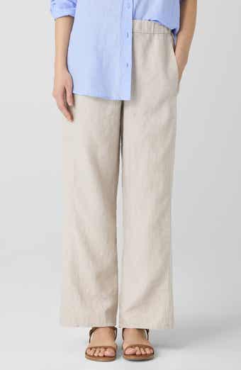 Eileen Fisher Wide Leg Organic Linen Ankle Pants