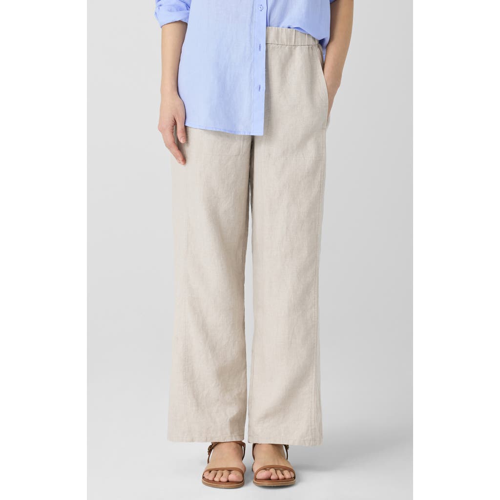 EILEEN FISHER EILEEN FISHER WIDE LEG ORGANIC LINEN ANKLE PANTS