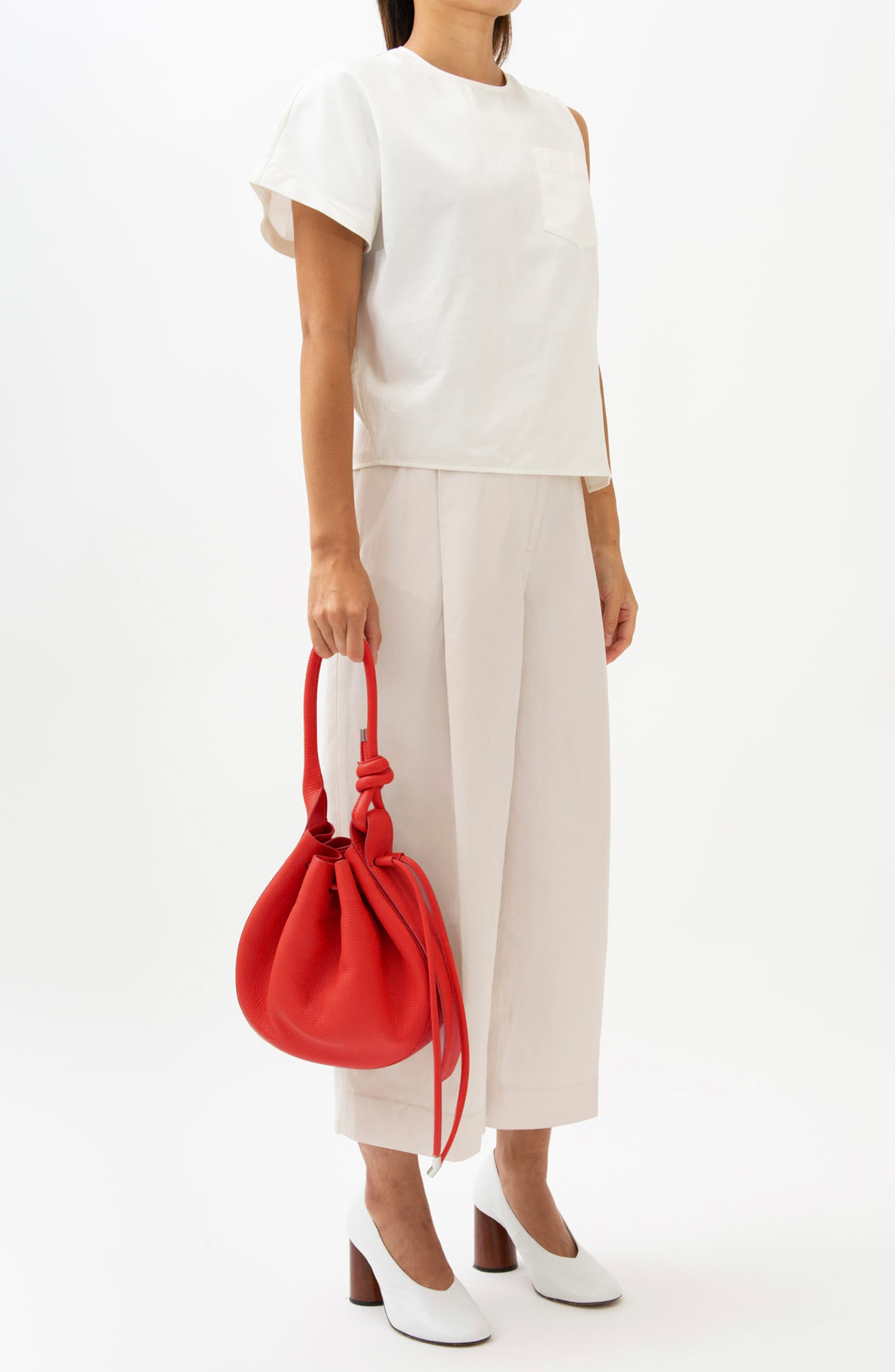 Medium Ina Pebble Leather Shoulder Bag, Alternate, color, RED