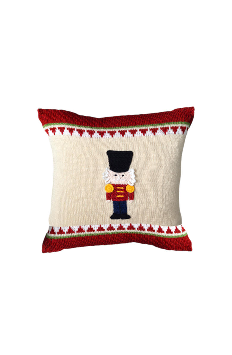 Melange Collection 12" Nutcracker Pillow, Main, color, Ivory