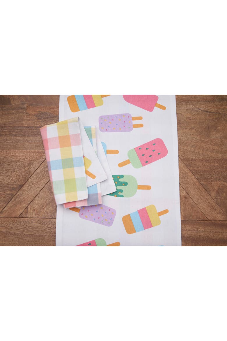 Popsicle Summer Printed 100% Cotton Table Runner 14" x 72", Alternate, color, Orange