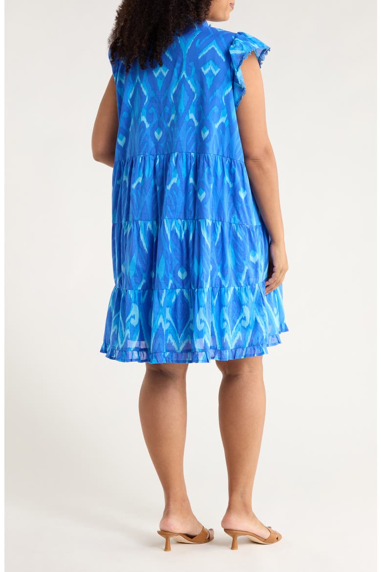 Carys Abstract Flutter Sleeve Cotton Shift Dress, Alternate, color, BLUES-MULTI