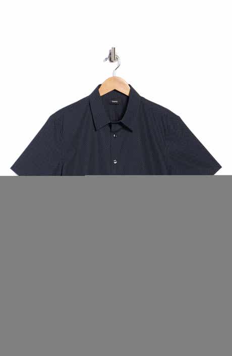 Theory Irving Short Sleeve Cotton Button-Up Shirt