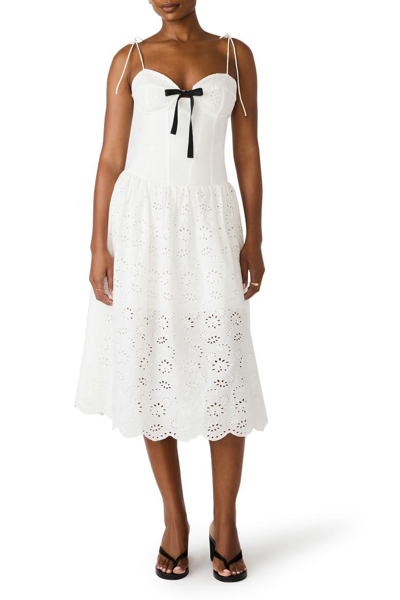 Juliara Eyelet Embroidery A-Line Dress, Main, color, WHITE