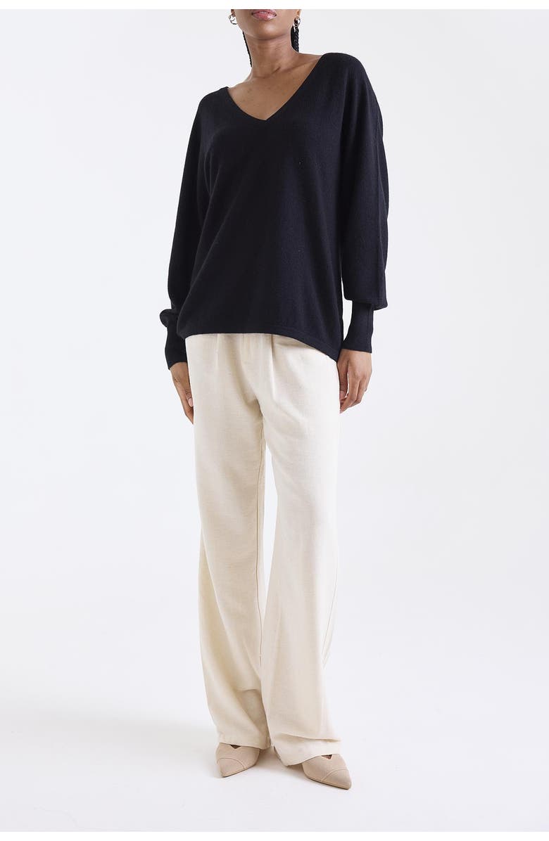 1982 Paros V-Neck 100% Cashmere Sweater, Alternate, color, Black