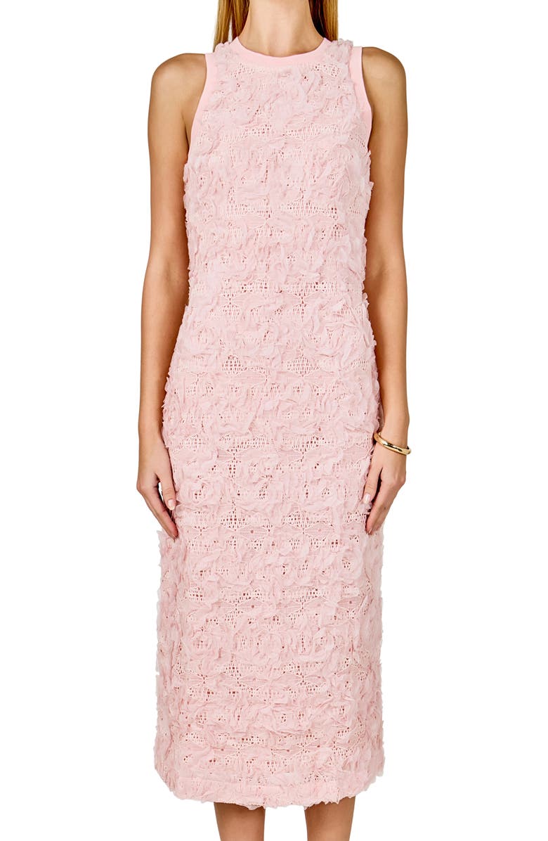 Endless Rose Floral Appliqué Sleeveless Midi Dress, Alternate, color,