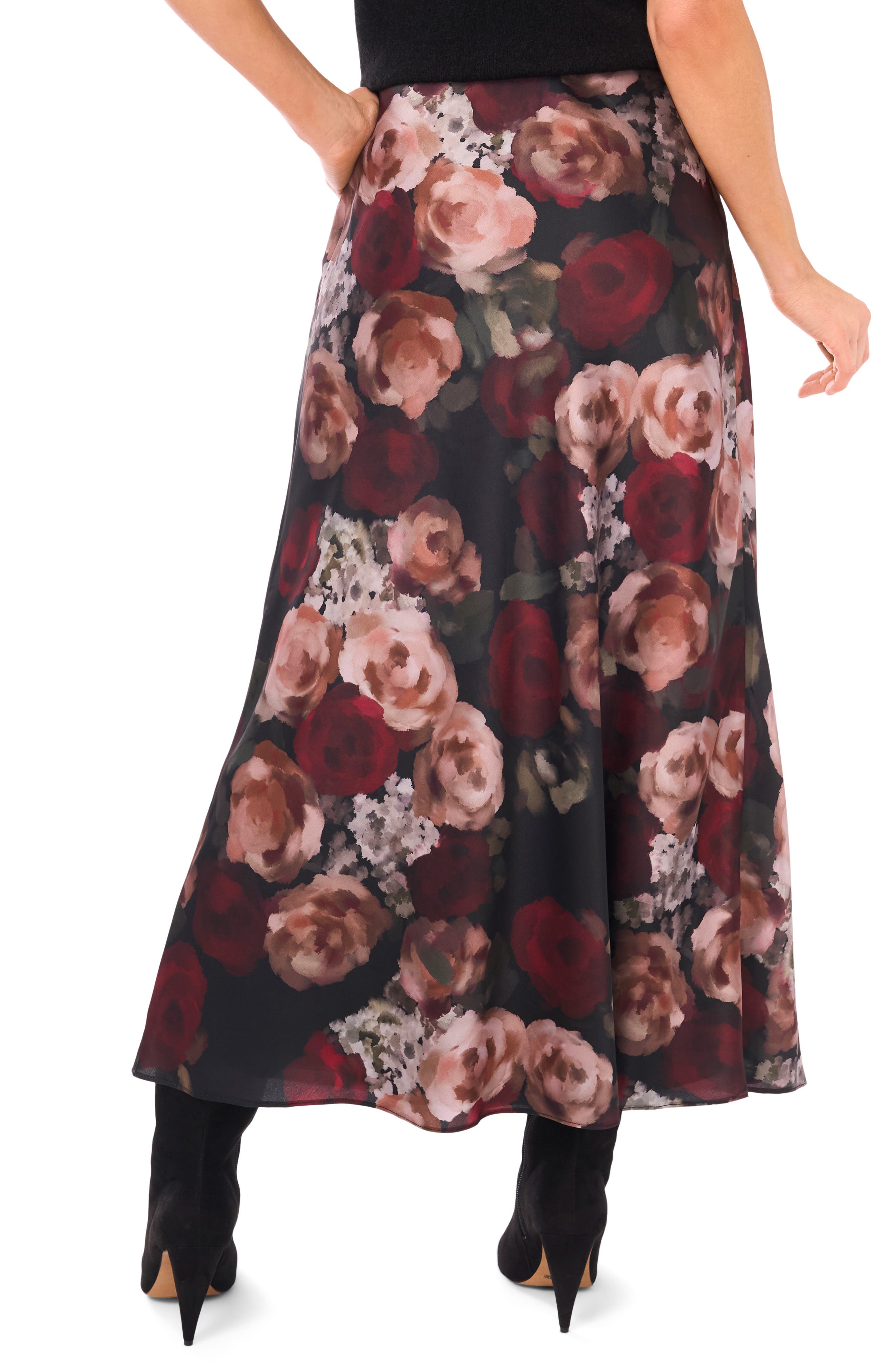 Floral Charmeuse Midi Skirt - image 2