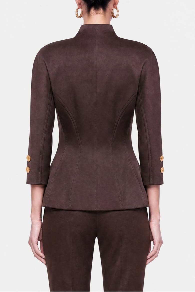 Boned Stand Collar Jacket, Alternate, color, Brown