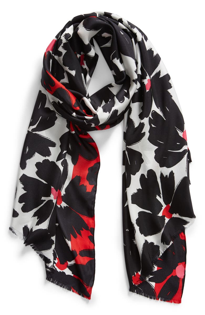 Kate Spade New York artistic floral oblong scarf, Alternate, color, 