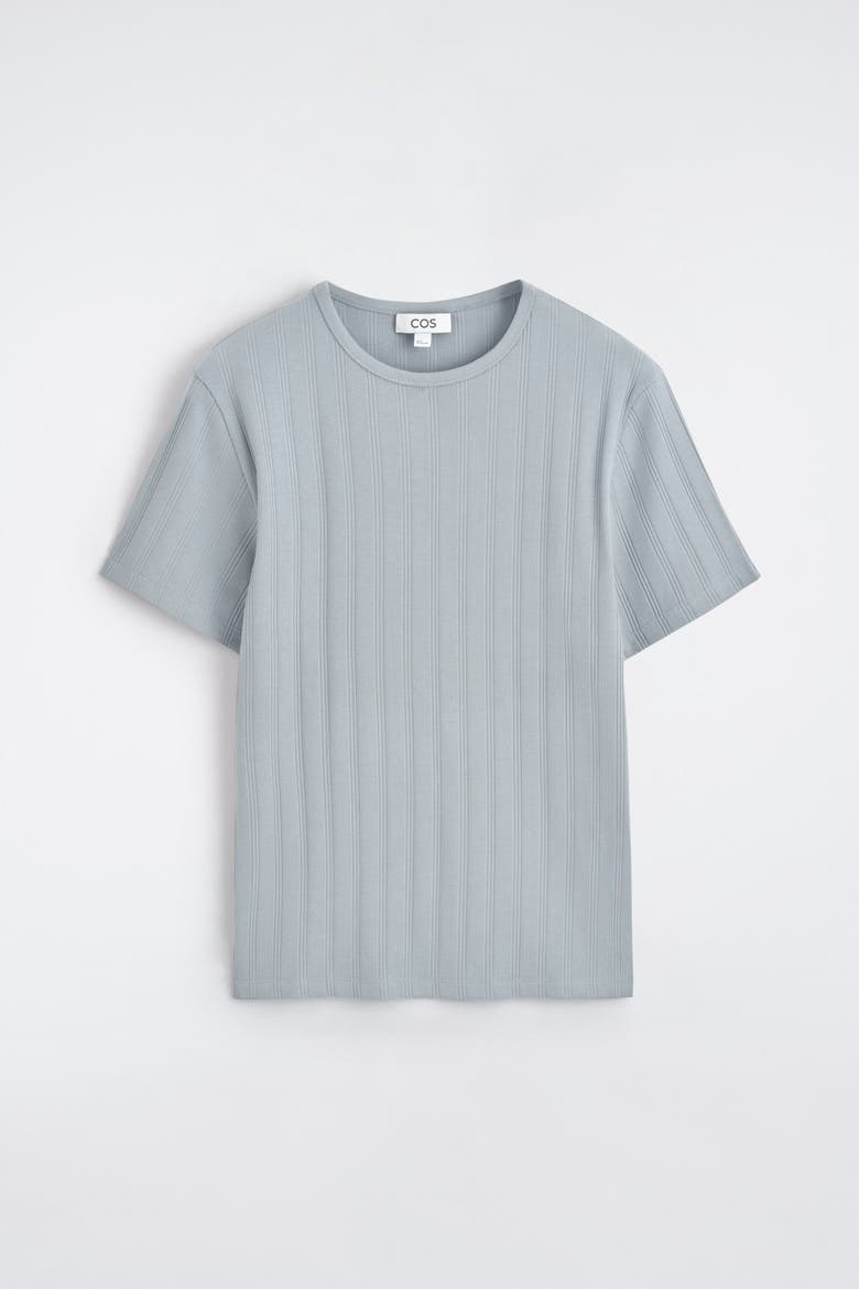 Slim-fit Wide-rib Cotton T-shirt, Alternate, color, GRAY