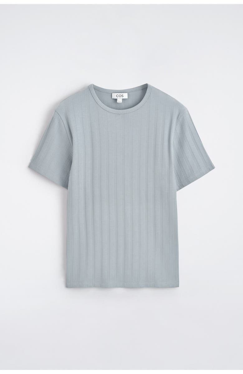 COS Slim-fit Wide-rib Cotton T-shirt, Alternate, color, Gray